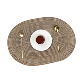 Anevous Pack of 6 Oval Woven Place Mats, Washable Non-Slip Place Mats, 50 x 35 cm, Heat Resistant Place Mats, Plate Coasters Decoration for Dining Table, Kitchen, Restaurant, Brown