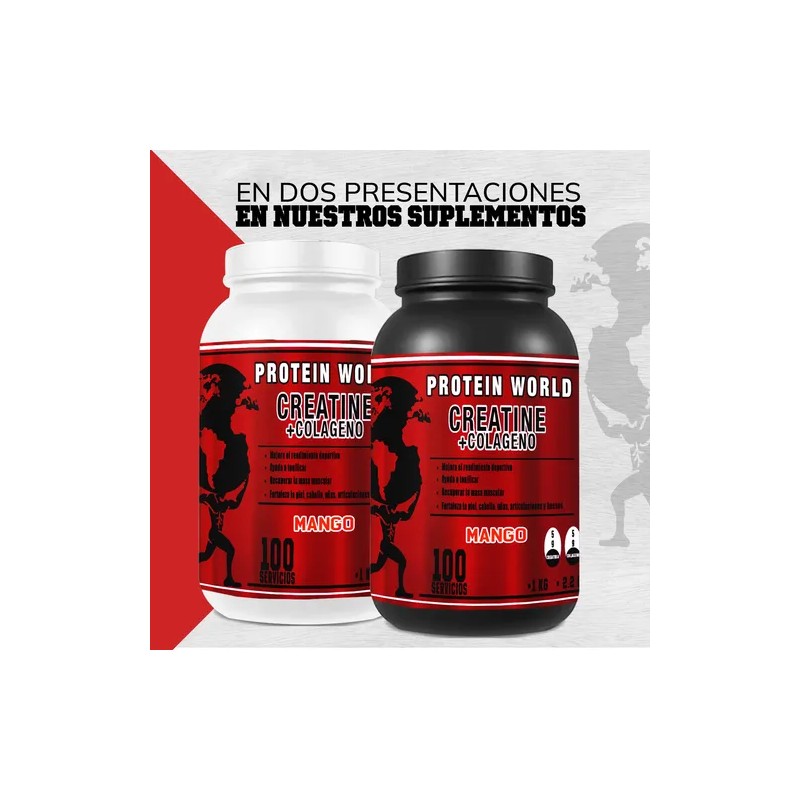 Creatina Monohidratada + Colágeno World 1 Kg 100 Servicios