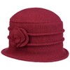 Seeberger Women's Cloche Wool Hat with Appliqué Floreale Pattern One