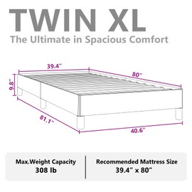 Casafoyer Bed Frame Black 39.4"x79.9" Twin XL Faux Leather