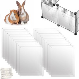 Oncpcare 24 Pack Pet Plastic Cage Liner Protection Rabbit Cage Urine Guard Clear Cage Edge Liner Guinea Pig Side Lining Small Animal Cage Accessories - Keep Litter in The Cage, 10'' x 8.2''