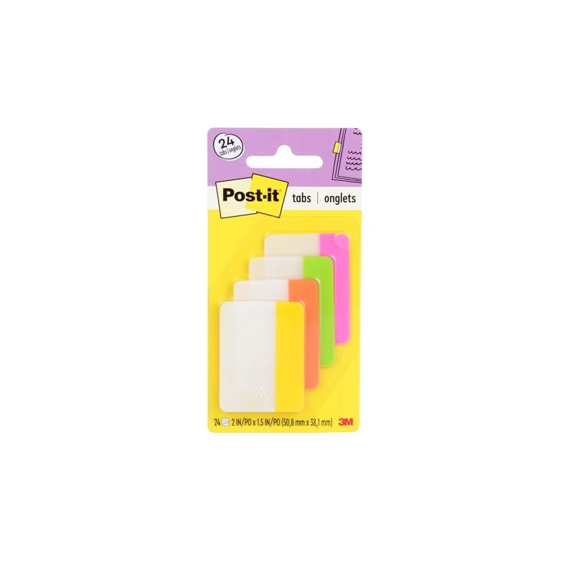 3M Post-it Banderitas Adhesivas Rígidas, Color Neón, 4 Blocks (Modelo