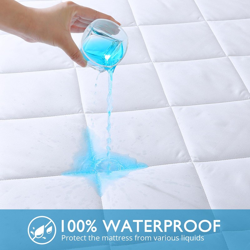 Quilted Double Bed Mattress Protector, YUGYVOB 100% Waterproof Mattress Protector,