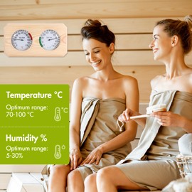 Sauna Thermometer Hygrometer 2-in-1, Wood Sauna Thermo-Hygrometer, High Accuracy Sauna Accessories for Measuring Temperature and Humidity