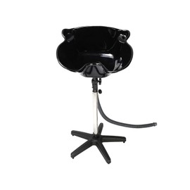 NOVAMART Hair Dressing Sink – Adjustable Shampoo Basin with Stand | Height Adjustable | Large Black Bowl with Stainless Steel Support | Portable Salon Hair Wash Station for Home & Professional Use