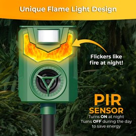 Ultrasonic Animal Repellent – Solar Animal Repeller with Motion Sensor LED Light – Animal Deterrent for Outdoor, Garden -Waterproof Animal Repellent for Raccoon,Skunk,Dog,Cat,Squirrel,Rabbit and Deer