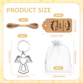 VZCBZC 24Set Angel Keychain Favors Guardian Angel Gifts for Wedding Party Favors, Return Favors for Guest Funeral Bridal Shower-Sliver