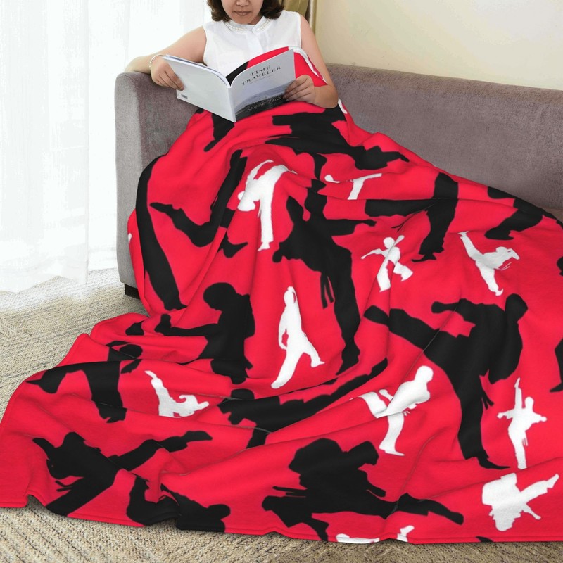 Colored Martial Arts Karate Microfiber Plush Throw Blanket, 80x60 inches,