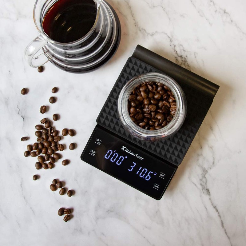 KitchenTour Coffee Scale with Timer 3kg/0.1g High Precision Pour Over