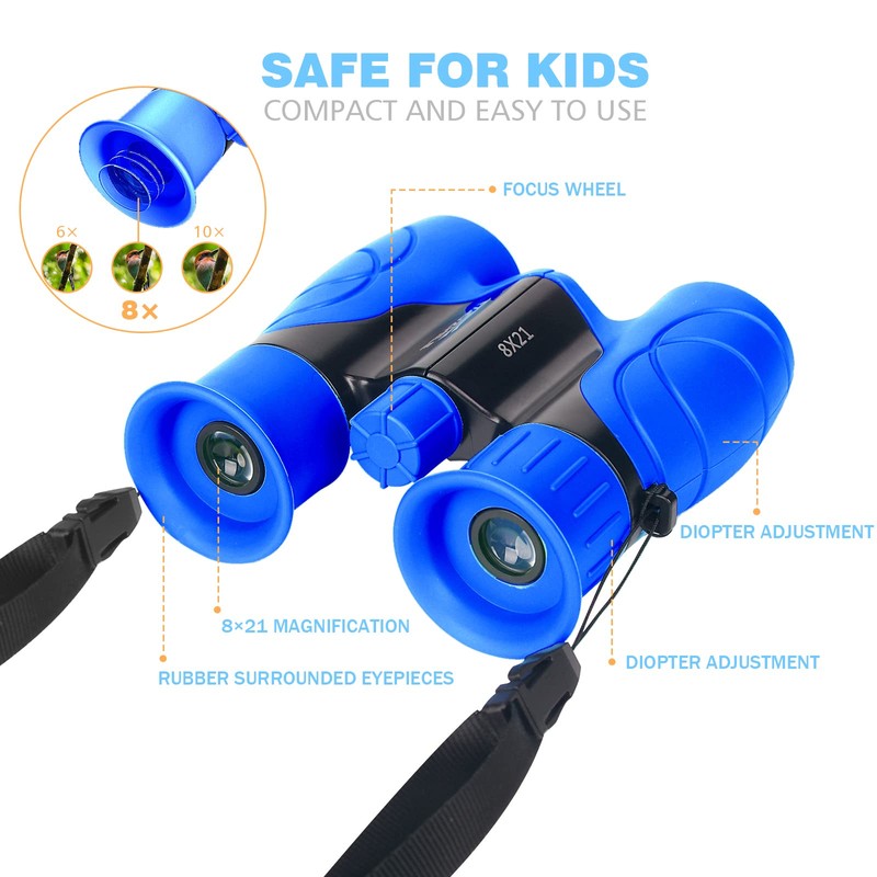 Binoculars for Kids High-Resolution 8x21,Shockproof Compact Kids Binoculars with Neck