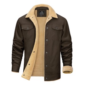 KEFITEVD Mens Jacket Winter Warm Jacket Work Jackets Casual Thick Warm Cargo Jackets with Pockets Coffee XL