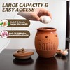 Dheureka Garlic Keeper with Wooden Lid, 19 oz Clay Garlic