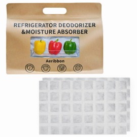 Aeribbon 2 Pack Refrigerator Deodorizer, Outperforms Baking Soda Fridge Deodorizer, Odor Eliminator for Fridge & Freezer, Refrigerator Air Freshener And Moisture Absorbers Pad