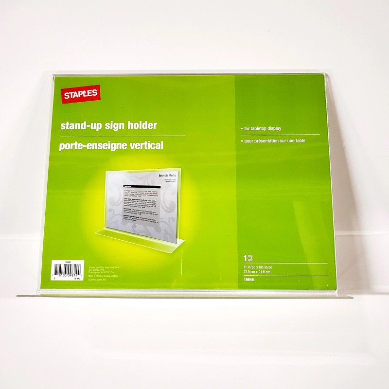 Staples Clear Acrylic 11"W x 8.5"H Horizontal Document Display Holder