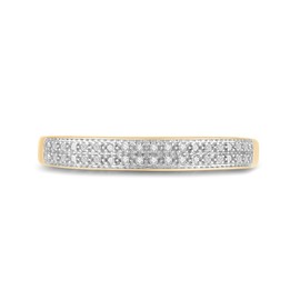 Jewelili 10K Yellow Gold 1/20 Cttw Natural White Round Diamonds Stackable Eternity Bands Ring Size 7, Yellow Gold, Diamond, RB808258B
