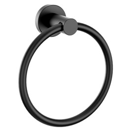 FORIOUS Matte Black Towel Ring, SUS304 Stainless Steel Hand Towel Holder for Bathroom Wall Mounted, Modern Towel Hanger, Towel Rack Round, Ring Towel Holder Ideal for Bath, Kitchen, RV