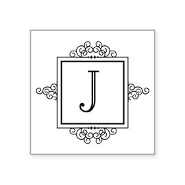CafePress Fancy Letter J Monogram Sticker Square Bumper Sticker Car Decal