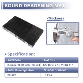 X AUTOHAUX 5 Pcs 90mil 2.3mm 20sqft Car Sound Deadening Mat Butyl Rubber Heat Shield Material Damping for Hood Boat Engine Cover 31.5"x18.11" Black Rhombus