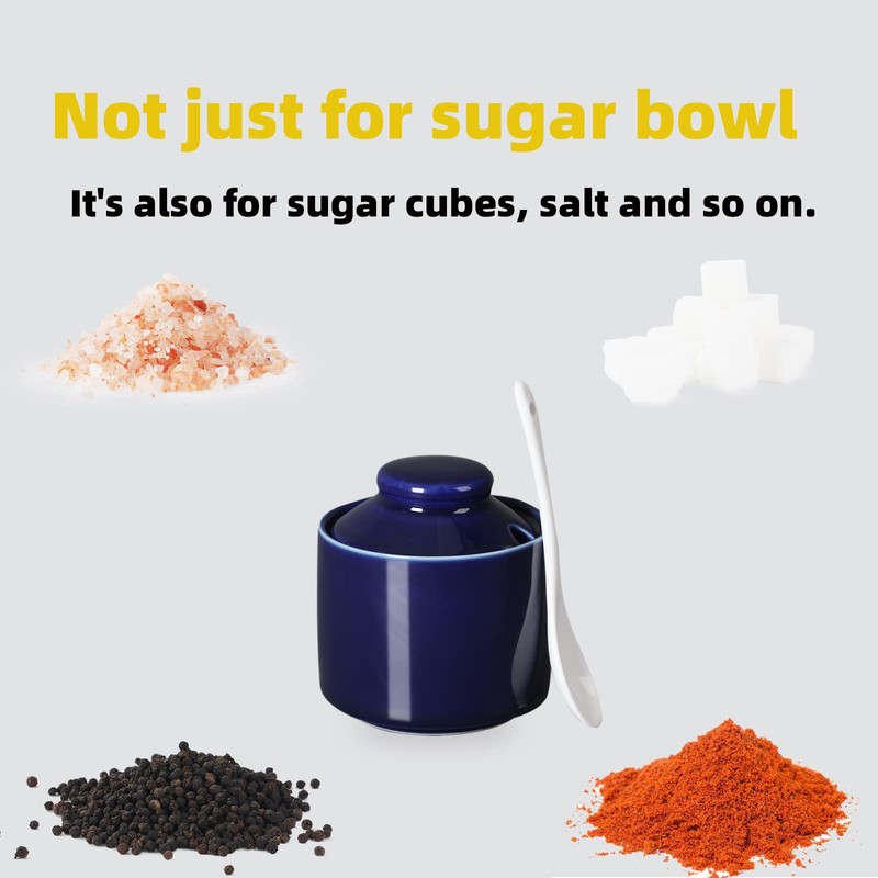 ONTUBE Ceramic Sugar Bowl with Lid and Spoon,Porcelain Seasoning Box