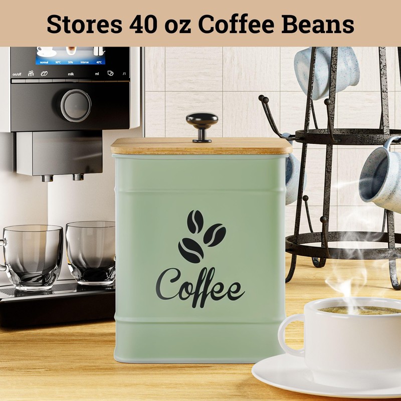 Airtight Coffee Canister - 40 oz Large Iron Sage Green