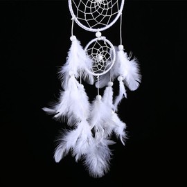 White Dream Catchers, Yosoo Dream Catcher Wind Chimes Indian Style White Feather and Beads Wall Window Hanging Decoration