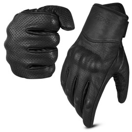 aaasportx Motorcycle Gloves Men's Leather with Touchscreen Function - Protectors Motorcycle Gloves for Men and Women for Summer, Breathable Motorcycle Gloves with Non-Slip Pads (Large)