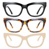 bullabulling 3Pack Bling Square Cateye Reading Glasses For Women Men