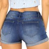 Women's Stretchy Denim Jean Raw Hem Ripped Shorts with Pockets