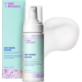 Good Molecules Acne Foaming Cleanser 5oz/148ml - Foam Face Wash With Salicylic Acid BHA To Fight Breakouts and Blemishes - Clarifying Exfoliating Skin Care For Face with Aloe and Witch Hazel