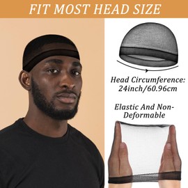 20Pcs Wave Cap Stretchy Skull Lightweight Beanie Caps Silky Stocking Cap Soft Sleeping Shower Caps Compression Over Durag Hat Breathable Elastic Band Tie Wrap Satin Hair Bonnet for 360 Waves Men