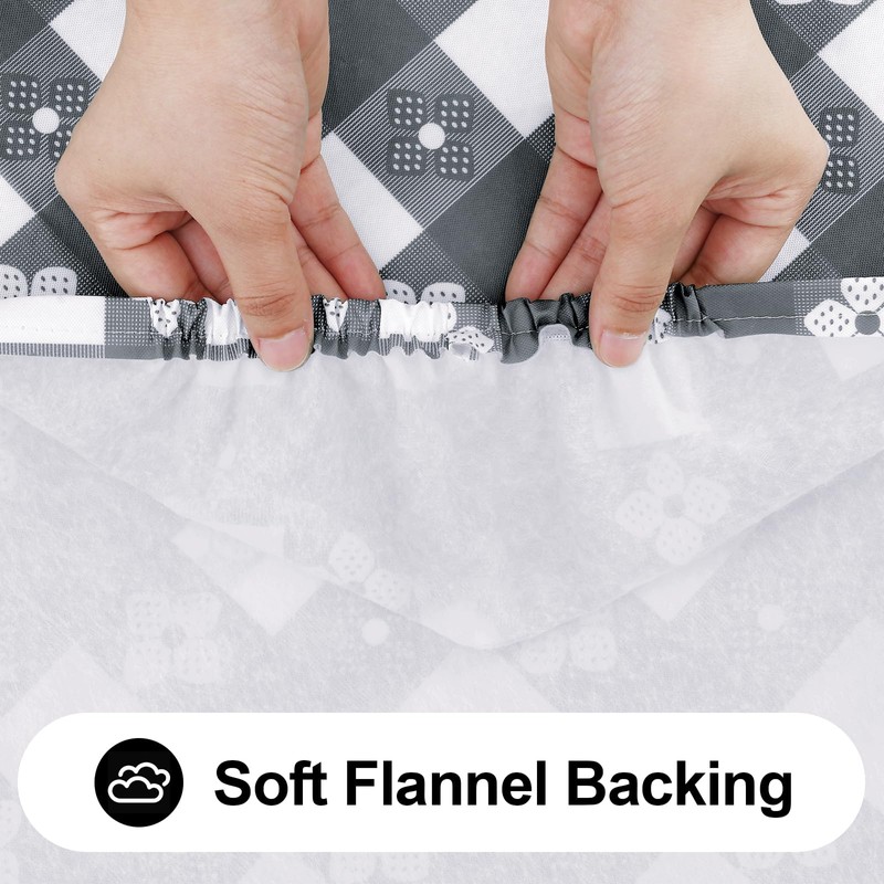 Spotjoy Rectangle Vinyl Table Cloth, Waterproof Elastic Fitted Tablecloth with