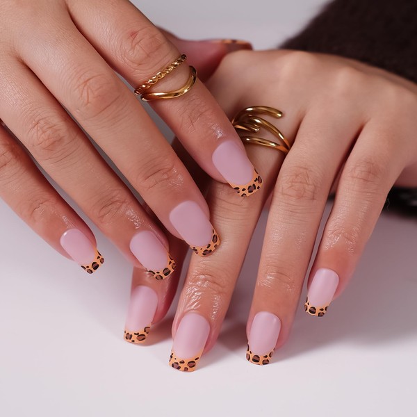 Leopard Rosette Press On Nails