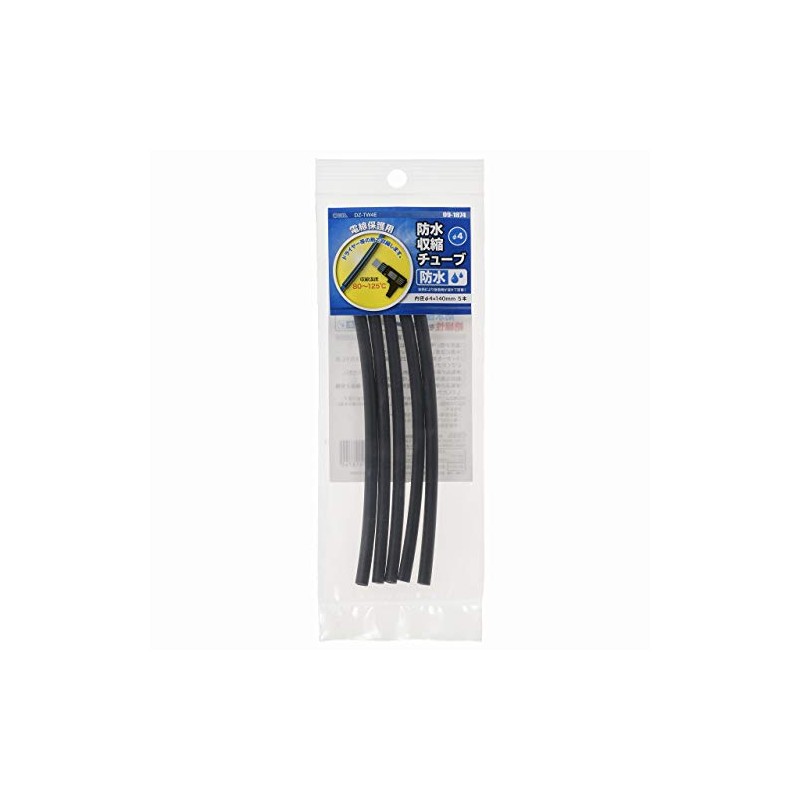 OHM Electric Waterproof Shrink Tube φ4x140mm 5-Piece Set DZ-TW4E 09-1874