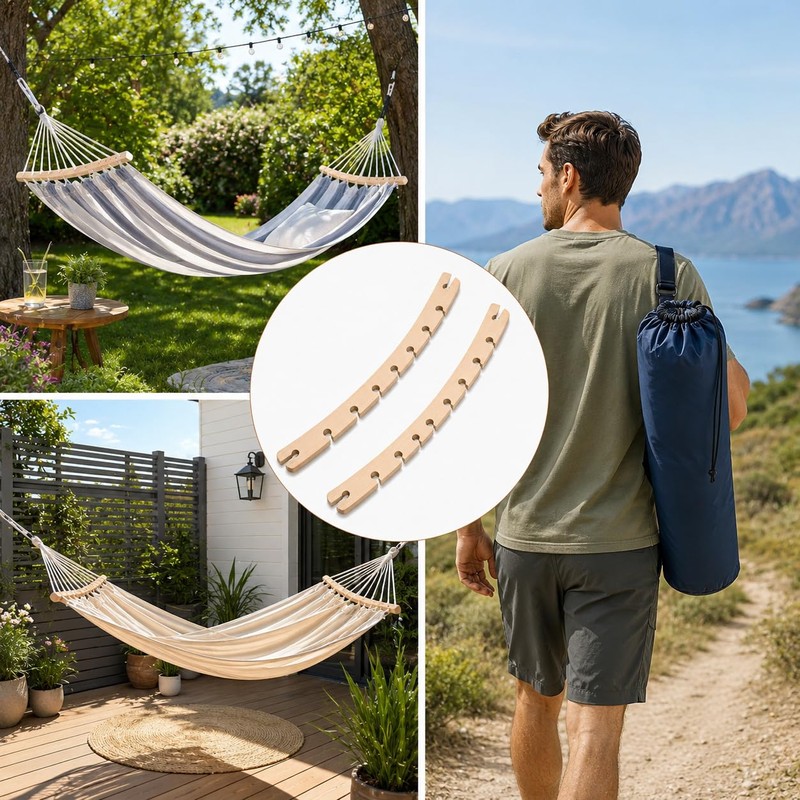 2 Pack Wooden Hammock Spreader Bars, Detachable Replacement Bars