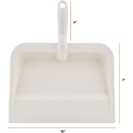 Superio Heavy Duty Plastic Dustpan with Comfort Grip Handle Beige, Durable, Lightweight Multi Surface Dust Pan Easy Broom Sweeping, 10 inch Wide