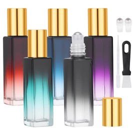 Segbeauty 0.34oz 5pcs Perfume Roller Ball Applicator Empty, 10ml Travel Size Glass Roll on Bottle Refillable, Essential Oil Roller Bottles with Dropper, Mini Travel Bottle Liquid Containers