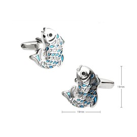 MRCUFF Fish Pair Cufflinks in a Presentation Gift Box & Polishing Cloth