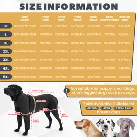ROZKITCH Dog Surgery Recovery Suit to Prevent Licking, Elbow and Knee Protection for Four Legs, Prevents Pet Wounds from Biting, Dog Cone Collar Alternative, Waterproof Abrasion Resistant Black M