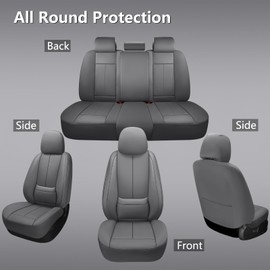Full Coverage Leather Car Seat Covers Full Set,Waterproof Seat Covers for Cars,SUVs Pick-up Truck, Car Seat Cushion,Car Seat Protector,Grey Seat Cover with 5 Seats