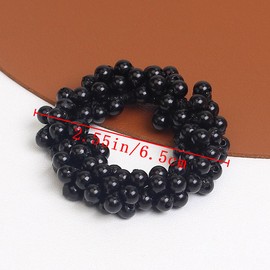 8 PCS Pearl Hair Ties Black Beaded Fashion Elastic Scrunchie Stretch Ponytail Holders Beaded Hair Bands Elegant Stylish Bead Hair Rope Anti-slip Ponytail Holde Hair Accessories for Women and Girls