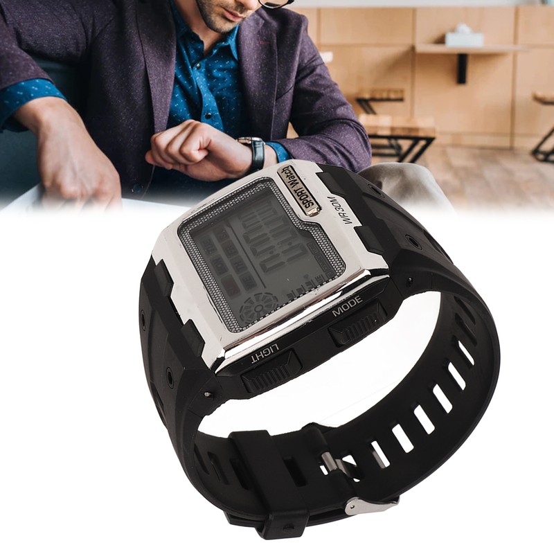 Men Digital Sports Watch WR30M Waterproof Day Date Display Electronic