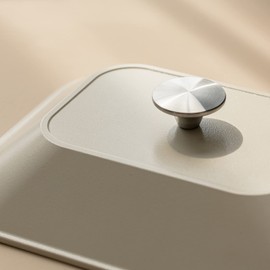 Dr.HOWS Ceramic Non-Stick Coating Square Grill Pan with Lid (Cream)