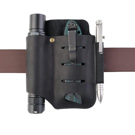 VIPERADE PJ15 Multitool Sheath for Belt, Leather Flashlight Holster, EDC Belt Organizer, Leather EDC Pocket Organizer, Flashlight Sheath