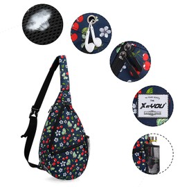 XEYOU Unisex Sling Bag Multipurpose Crossbody Shoulder Bag Travel Chest Pack for Men Women Lightweight Casual Daypacks (Cherry)