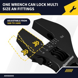 AOOSEDOO AN Fittings Wrench For 3AN-16AN Flat-ended Hose Fitting Spanner Adjustable Lightweight Aluminum Black With a 6AN Socket-AN8 B-nut Double Hose End Fitting Wrench Blue