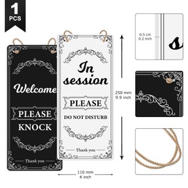 Anobell In Session Door Sign for Therapists – Double-Sided Do Not Disturb Door Hanger, 10x4 Inch Acrylic Welcome Please Knock Signs for Office, Clinic, Counselor, Massage Room, Privacy Sign