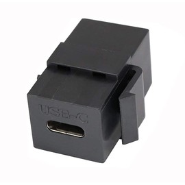 USB C Keystone Jack, Traovien USB 3.1 Type-C Connector Keystone Insert Female to Female, Coupler Type for Wall Plate Outlet Panel-Black(1pcs)