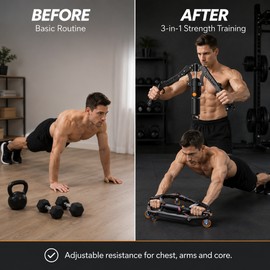 Hydraulic Twister Arm Trainer for Home Workouts – 3-in-1 Chest, Arm & Core Exercise Tool with Ab Roller