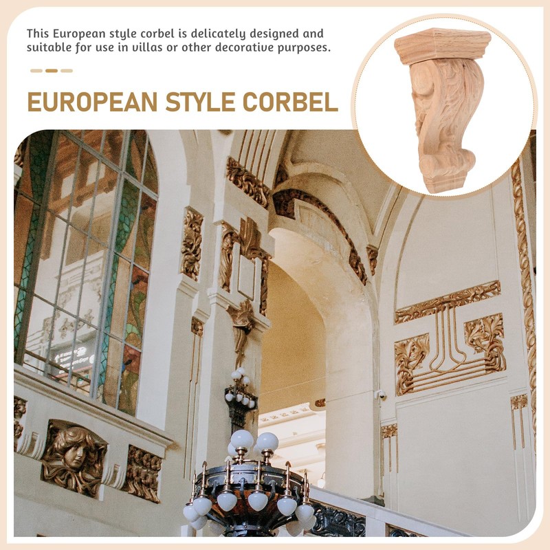 Wooden Console, Capitals Made of Wood, Decorative Shelf Brackets Wood