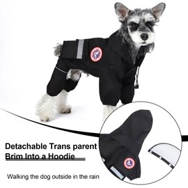PINA Dog Raincoat, Waterproof Dog Rain Jacket with Hood, Lightweight Dog Jacket with Leash Hole, Dog Poncho with Reflective Strap and Pocket for Wet Weather, Full Wrap Design for Full Protection, Red